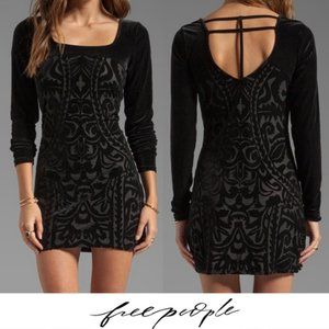 Free People Boogie Nights Velvet Tunic Black Lace